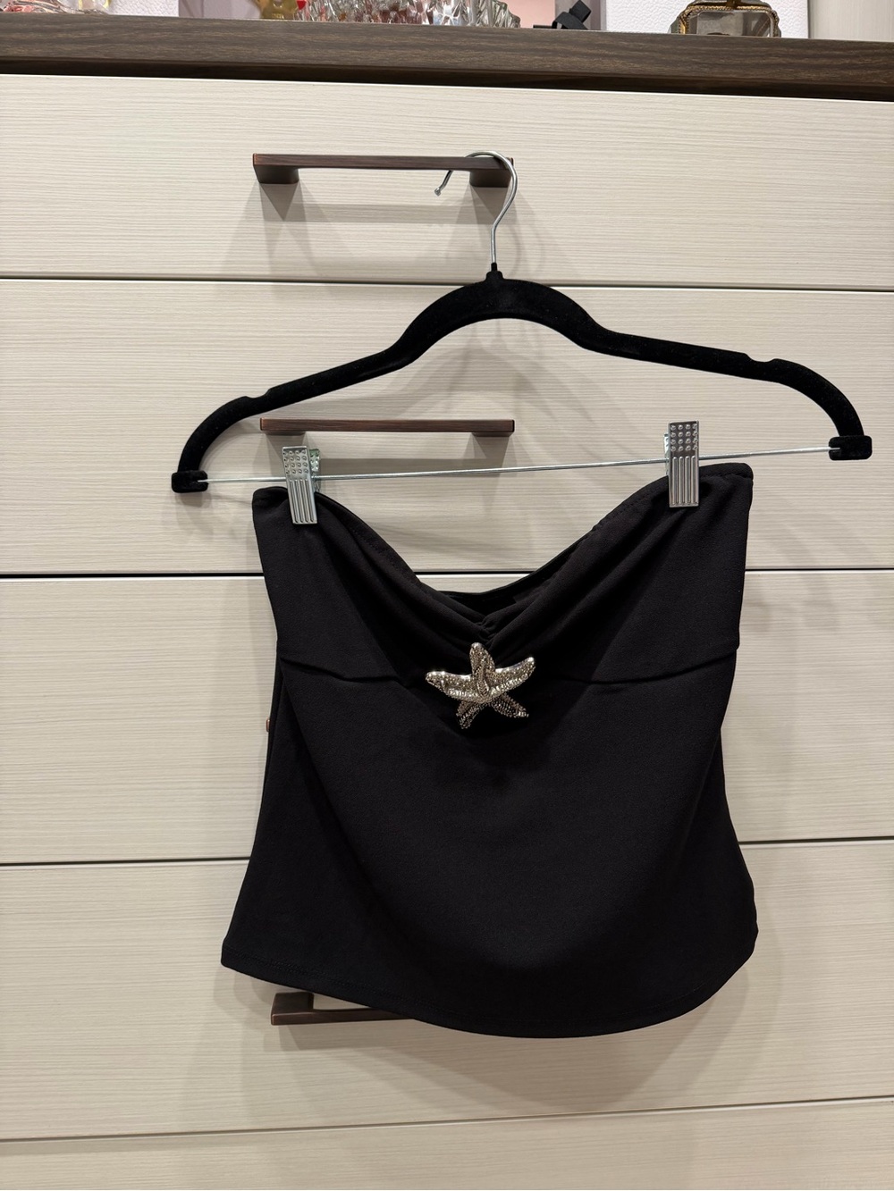 H&M Black Strapless Bandeau Top with Starfish Accent
